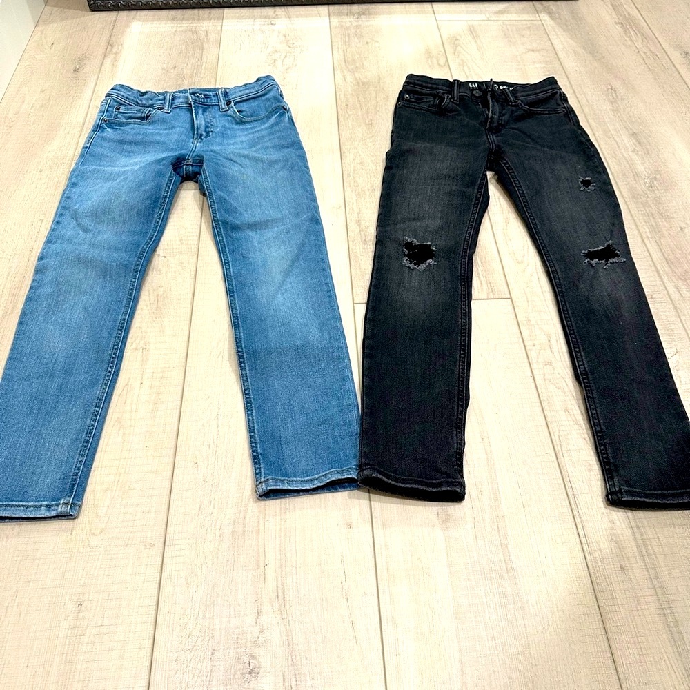 Gap Boys Skinny Blue and Black Distressed Jeans Size 10